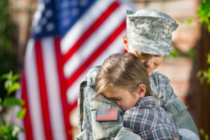 Female veteran and child