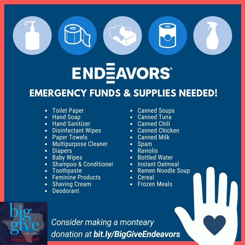 Endeavors COVID-19 Items Needed