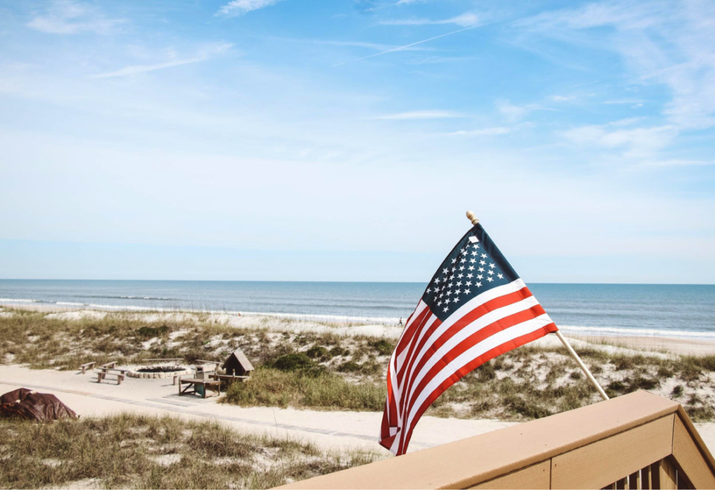 American Flag on the coast